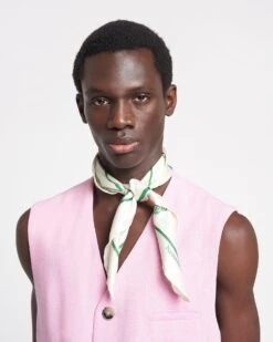 Nanushka Helka - Printed Silk Scarf - Creme/Green -Nanushka Wear Shop NU24SSSC00371 HELKA CREME GREENPRINT SILK CROPPED 01