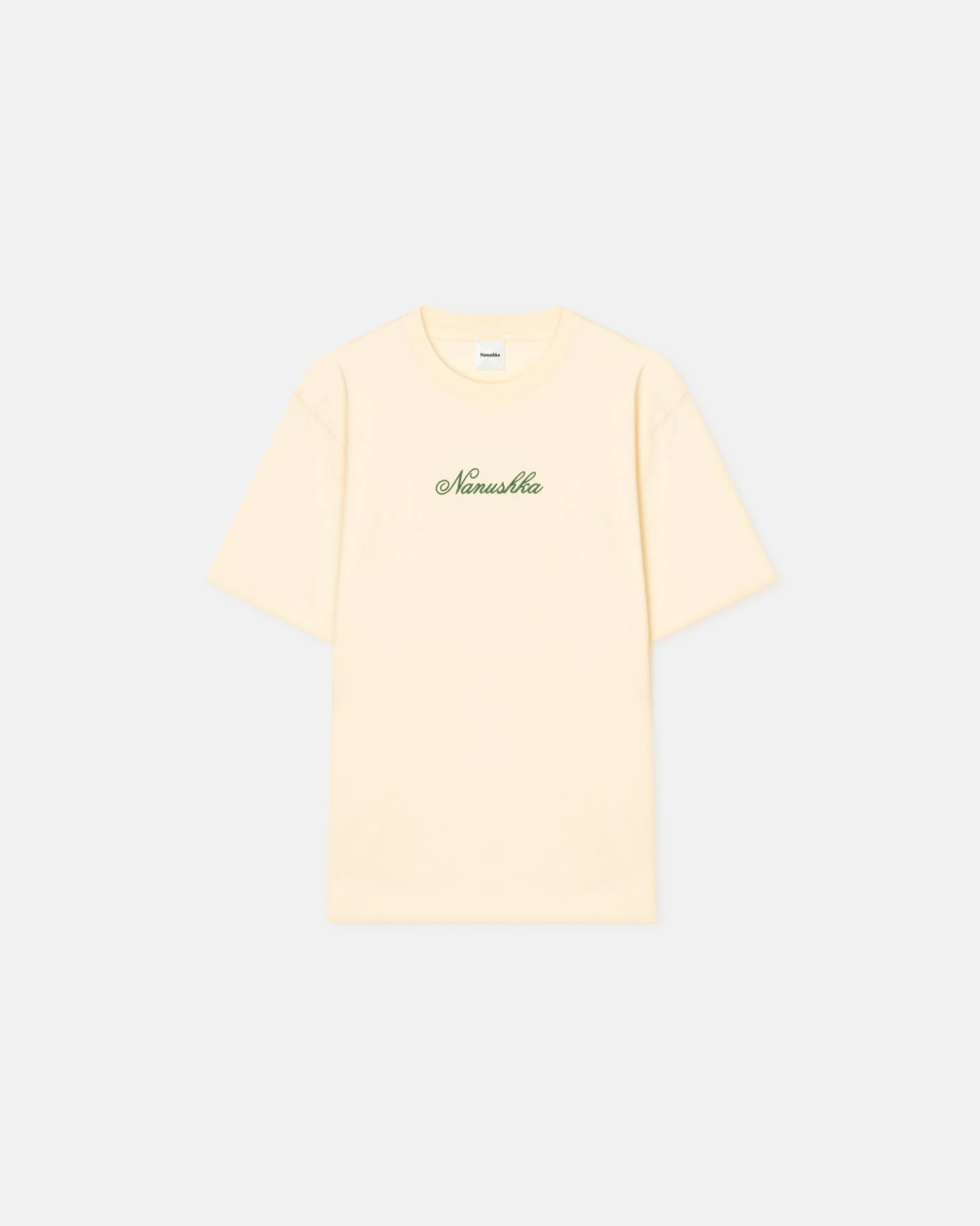 Nanushka Reece - Embroidered Cotton-Jersey T-Shirt - Creme/Green 7 Nanushka Reece - Embroidered Cotton-Jersey T-Shirt - Creme/Green - Image 5