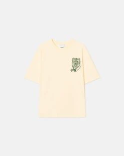 Nanushka Wren - Small Embroidered Cotton-Jersey T-Shirt - Creme/Green -Nanushka Wear Shop NU24SSTP05671 WREN CREME GREEN FLORAL EMBROIDERY SMALL HEAVY COTTON JERSEY ba5a0177 da95 431f 8c7f 9453e6500a4a