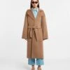 Nanushka Alamo - Wool Silk Blend Robe Coat - Camel