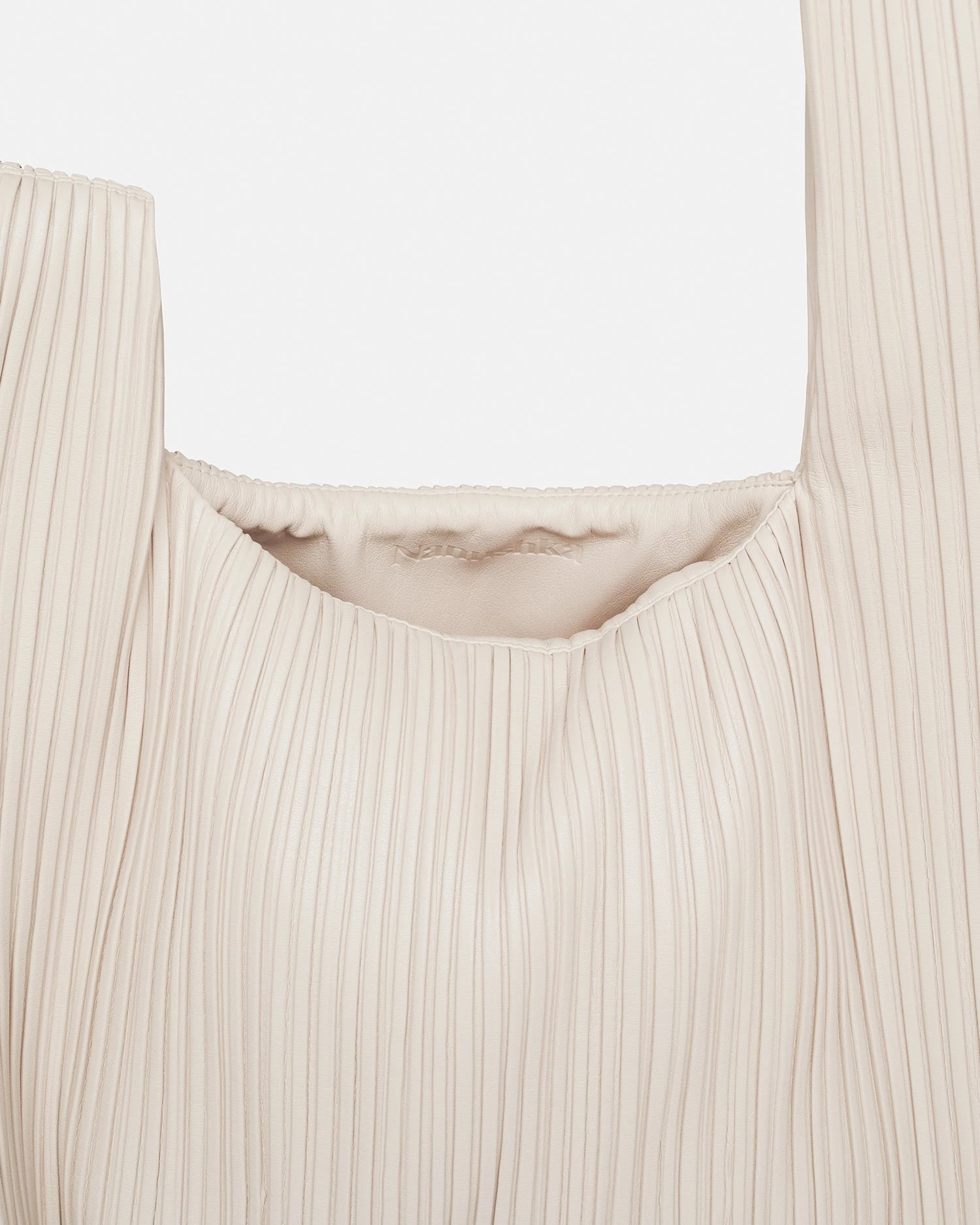 Nanushka Jen - Large Pleated Vegan Leather Clutch - White 6 Nanushka Jen - Large Pleated Vegan Leather Clutch - White - Image 4