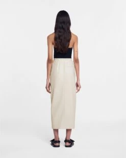 Nanushka Amas - Okobor™ Alt-Leather Sarong Skirt - Creme -Nanushka Wear Shop NW22CRSK00171 AMAS CREME OKOBOR 2