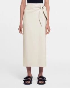 Nanushka Amas - Okobor™ Alt-Leather Sarong Skirt - Creme