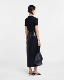 Nanushka Amas - Okobor™ Alt-Leather Sarong Skirt - Black -Nanushka Wear Shop NW22CRSK00299 AMAS BLACK OKOBOR 02