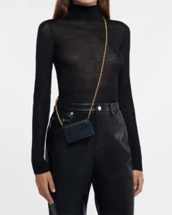 Nanushka The Concertina Mini - Card Holder With Chain - Black -Nanushka Wear Shop NW22PFSM02099 THE CONCERTINA MINI BLACK ALT NAPPA 02