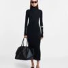 Nanushka Cardia - Mesh-Jersey Turtleneck Dress - Black -Nanushka Wear Shop NW23FWDR00399 CARDIA BLACK SOLID MESH JERSEY 01