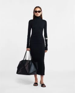 Nanushka Cardia - Mesh-Jersey Turtleneck Dress - Black