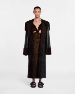Nanushka Alessi - Regenerated Leather Coat - Black Brown