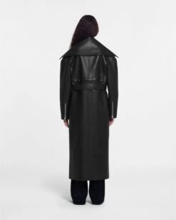 Nanushka Mariella - Regenerated Leather Biker Coat - Black -Nanushka Wear Shop NW23FWOW01599 MARIELLA BLACK REGENERATED LEATHER 2
