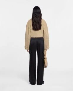 Nanushka Cais - Slip Satin Cargo Pants - Black -Nanushka Wear Shop NW23FWPA00199 CAIS BLACK SLIP SATIN 2