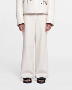 Nanushka Vidia - Regenerated Leather Straight-Leg Pants - Crayon