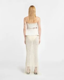Nanushka Lindy - Fringed Crochet Skirt - Creme -Nanushka Wear Shop NW23PFSK00571 LINDY CREME PAPERCROCHET 02