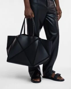 Nanushka The Origami Tote Large - Large Patchwork Tote Bag - BlackBlack -Nanushka Wear Shop NW23RSBG00499 THE ORIGAMI TOTE LARGE BLACK BLACK ALT NAPPA PATCHWORK 05