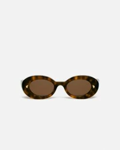 Nanushka Giva - Bio-Plastic Oval Sunglasses - Dark Amber