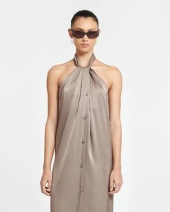 Nanushka Elima - Slip Satin Halterneck Dress - Clay -Nanushka Wear Shop NW23SSDR00978 ELIMA CLAY SLIPSATIN 03copy