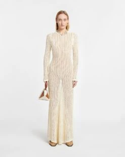 Nanushka Valene - Crochet Maxi Dress - Creme