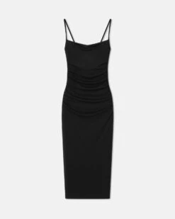 Nanushka Alexa - Mesh Jersey Midi Dress - Black -Nanushka Wear Shop NW24CRDR00299ALEXA BLACK SOLIDMESHJERSEY