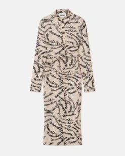 Nanushka Verity - Mesh Jersey Shirt Dress - Scribble Logo -Nanushka Wear Shop NW24CRDR00373VERITY SCRIBBLELOGOBROWN RECYCLEDMESHJERSEY 1