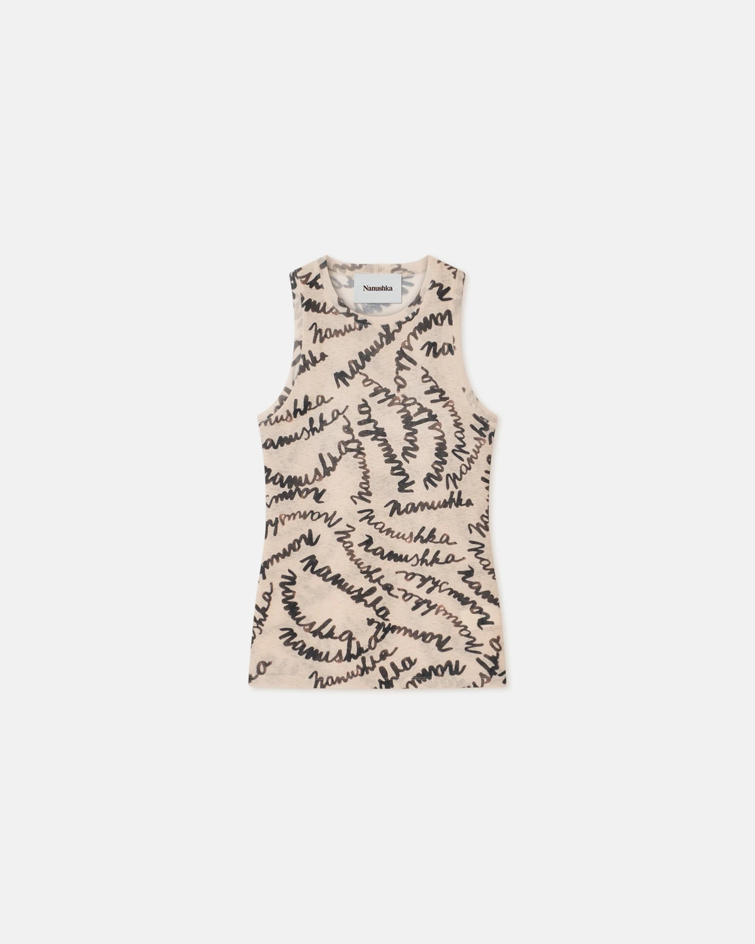 Nanushka Anneke - Mesh-Jersey Tank Top - Scribble Logo 7 Nanushka Anneke - Mesh-Jersey Tank Top - Scribble Logo - Image 5