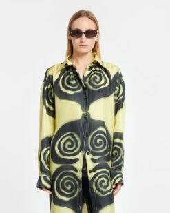 Nanushka Angy - Printed Silk-Twill Shirt Dress - Spiral Spray -Nanushka Wear Shop NW24RSDR00699 ANGY SPIRALSPRAY TWILLSILK 03