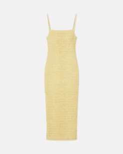 Nanushka Barra - Smocked Okobor™ Alt-Leather Midi Dress - Lemongrass -Nanushka Wear Shop NW24RSDR00713BARRA LEMONGRASS SMOCKEDOKOBOR 1