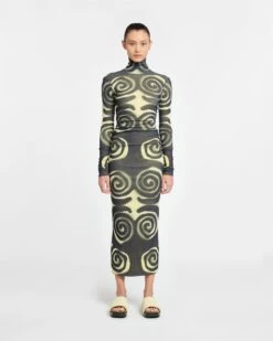 Nanushka Cardia - Mesh-Jersey Turtleneck Dress - Spiral Spray