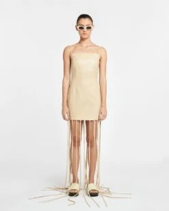 Nanushka Clary - Okobor™ Alt-Leather Maxi Dress - Almond -Nanushka Wear Shop NW24RSDR01472 CLARY ALMOND OKOBOR 01