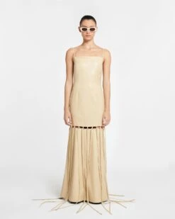 Nanushka Clary - Okobor™ Alt-Leather Maxi Dress - Almond