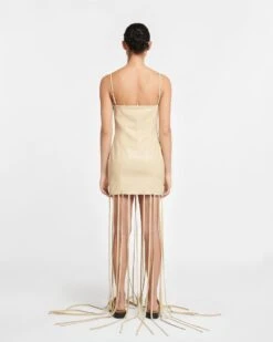 Nanushka Clary - Okobor™ Alt-Leather Maxi Dress - Almond -Nanushka Wear Shop NW24RSDR01472 CLARY ALMOND OKOBOR 02