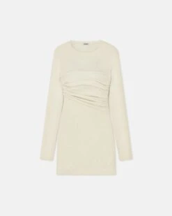 Nanushka Feiko - Draped Mesh-Jersey Mini Dress - White Wax -Nanushka Wear Shop NW24RSDR01600FEIKO WHITEWAX SOLIDMESHJERSEY 1