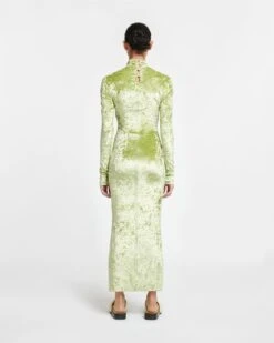 Nanushka Franci - Twist-Front Crushed Velvet Dress - Sage -Nanushka Wear Shop NW24RSDR01879 FRANCI SAGE CRUSHEDVELVET 02