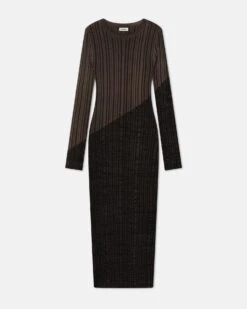 Nanushka Maeron - Ribbed Merino Wool Dress - Fossil/Black -Nanushka Wear Shop NW24RSDR02198MAERON FOSSILBLACK VISCOSEMERINORIB 1