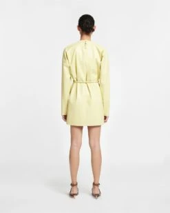 Nanushka Vanessa - Okobor™ Alt-Leather Mini Dress - Lemongrass -Nanushka Wear Shop NW24RSDR03813 VANESSA LEMONGRASS OKOBOR 02