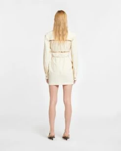 Nanushka Genea - Pleated Poplin Shirt Dress - Creme -Nanushka Wear Shop NW24RSDR04871 GENEA CREME PLEATEDPOPLIN 02