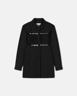 Nanushka Genea - Pleated Poplin Shirt Dress - Black -Nanushka Wear Shop NW24RSDR04899GENEA BLACK PLEATEDPOPLIN 1