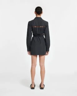Nanushka Genea - Pleated Poplin Shirt Dress - Black -Nanushka Wear Shop NW24RSDR04899 GENEA BLACK PLEATEDPOPLIN 02