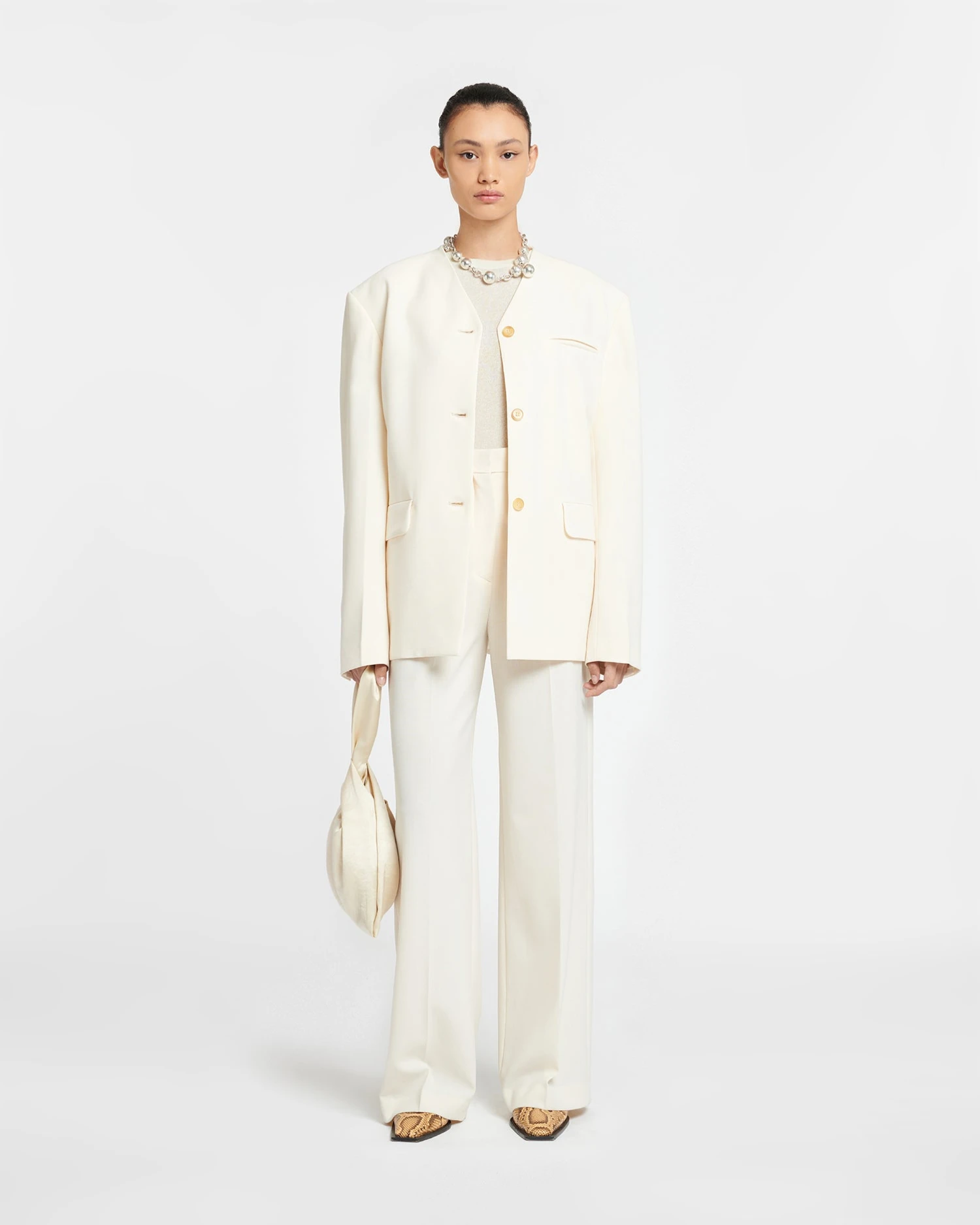 Nanushka Fem - Belted Cady Blazer - Creme 4 Nanushka Fem - Belted Cady Blazer - Creme - Image 2