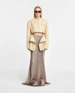 Nanushka Maida - Belted Okobor™ Alt-Leather Blazer - Almond -Nanushka Wear Shop NW24RSJK00872 MAIDA ALMOND OKOBOR 01 B