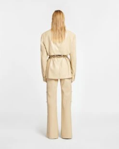 Nanushka Maida - Belted Okobor™ Alt-Leather Blazer - Almond -Nanushka Wear Shop NW24RSJK00872 MAIDA ALMOND OKOBOR 02 A