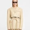 Nanushka Maida - Belted Okobor™ Alt-Leather Blazer - Almond -Nanushka Wear Shop NW24RSJK00872 MAIDA ALMOND OKOBOR 03 A