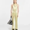 Nanushka Rabia - Slip Satin Jumpsuit - Lime Yellow