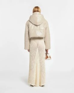 Nanushka Aveline - Cropped Okobor™ Alt-Leather Puffer Jacket - Ashy Taupe -Nanushka Wear Shop NW24RSOW00279 AVELINE ASHYTAUPE OKOBOR 02