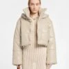 Nanushka Aveline - Cropped Okobor™ Alt-Leather Puffer Jacket - Ashy Taupe