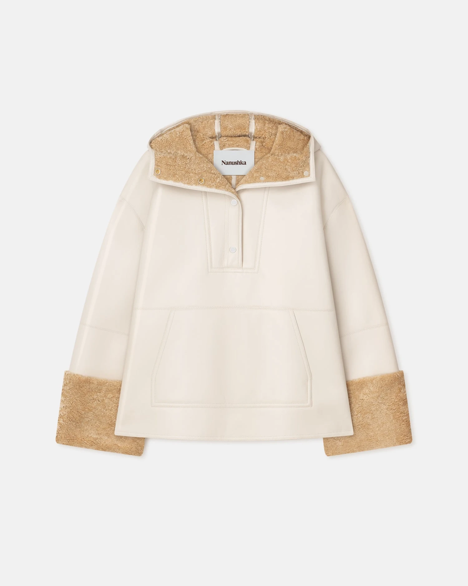 Nanushka Maso - Hooded Bonded Shearling Pullover - Creme/Crayon 6 Nanushka Maso - Hooded Bonded Shearling Pullover - Creme/Crayon - Image 4