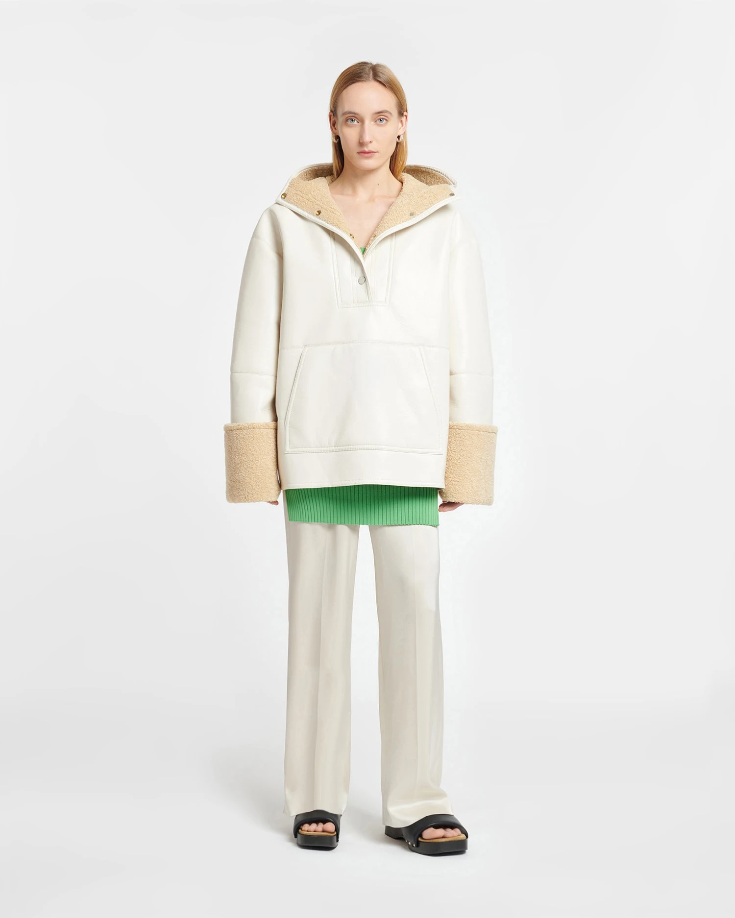 Nanushka Maso - Hooded Bonded Shearling Pullover - Creme/Crayon 4 Nanushka Maso - Hooded Bonded Shearling Pullover - Creme/Crayon - Image 2