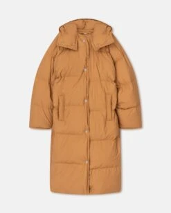 Nanushka Riva - Tech Poplin Puffer Coat - Biscuit
