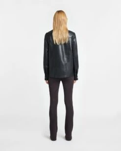 Nanushka Rocio - Regenerated Leather Overshirt - Black -Nanushka Wear Shop NW24RSOW00999 ROCIO BLACK REGENERATEDLEATHER 02