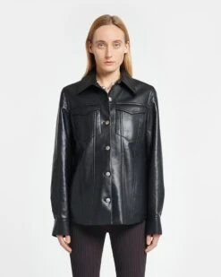 Nanushka Rocio - Regenerated Leather Overshirt - Black