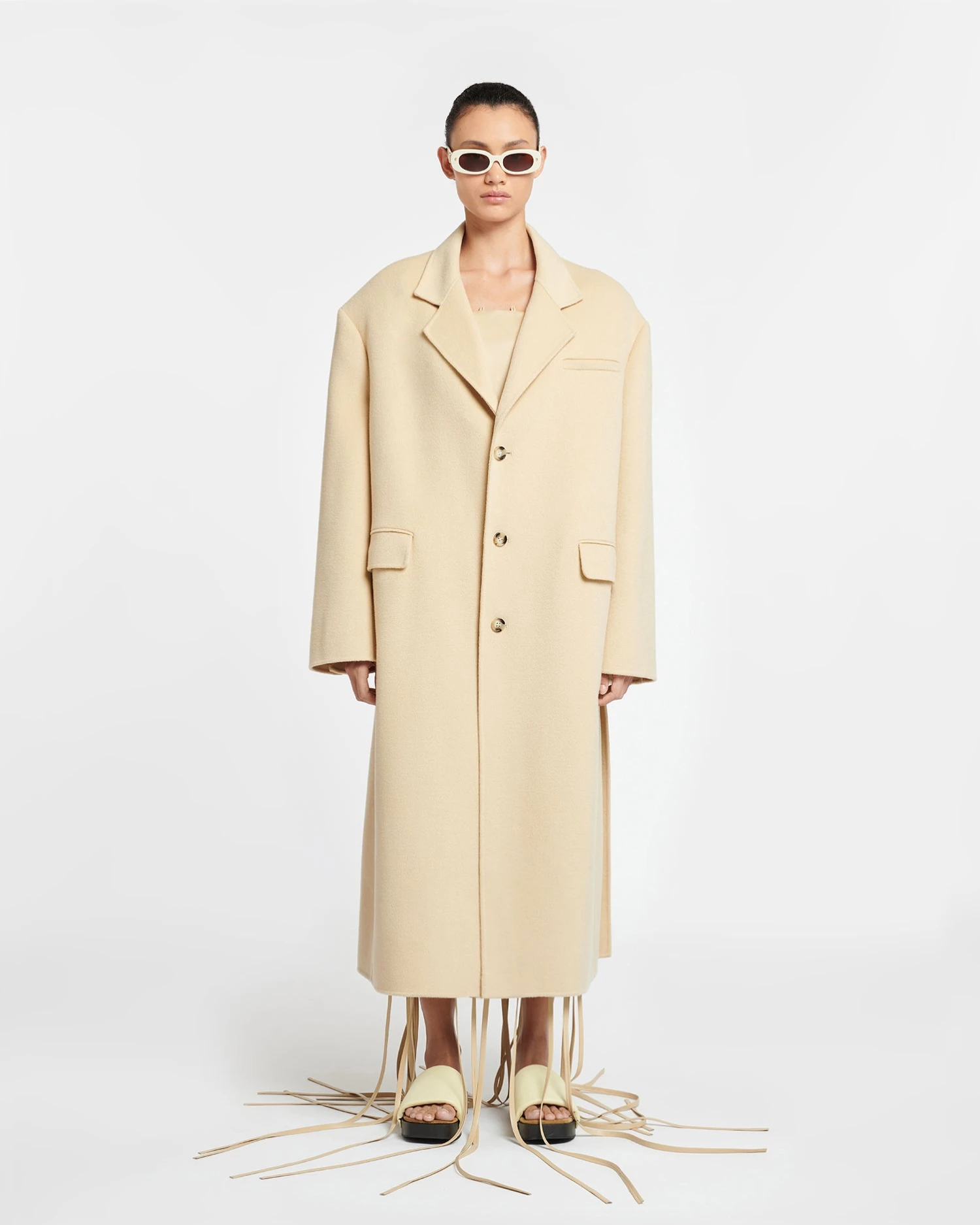 Nanushka Veda - Double Wool And Silk Blend Coat - Creme 3 Nanushka Veda - Double Wool And Silk Blend Coat - Creme