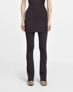 Nanushka Cornelie - Ribbed-Knit Pants - Dark Brown